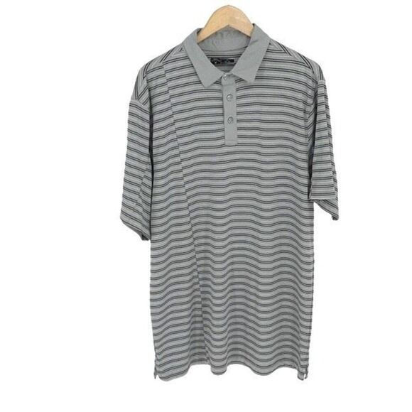 Callaway Mens Striped Three Button Placket Short Sleeve Golf Polo Shirt Gray XL - Picture 1 of 8